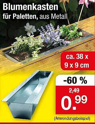 Blumenkasten für Paletten, aus Metall