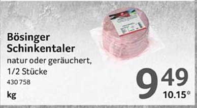 Bösinger Schinkentaler, natur oder geräuchert, 1/2 Stücke