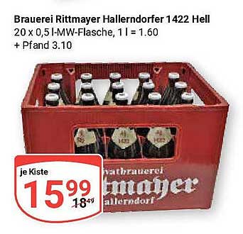 Brauerei Rittmayer Hall erndorfer 1422 Hell - Kiste mit 20 x 0,5 l Flaschen