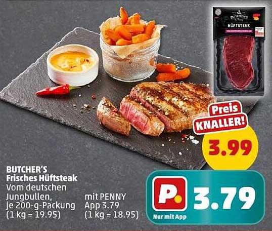 BUTCHER'S Frisches Hüftsteak vom deutschen Jungbullen – 200-g-Packung