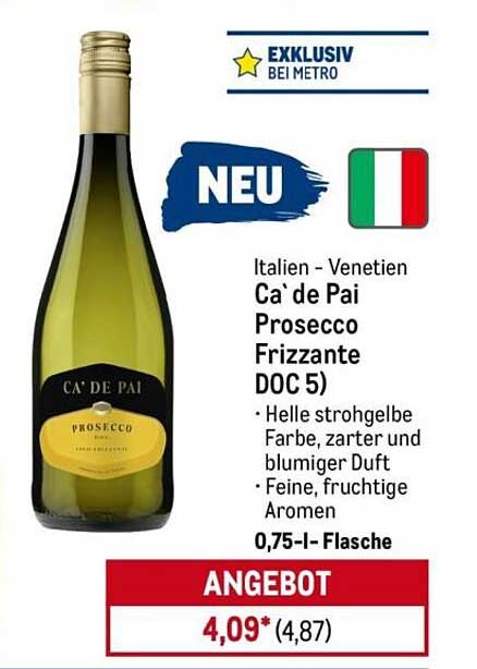 Ca` de Pai Prosecco Frizzante DOC 5 - Exklusiv bei METRO