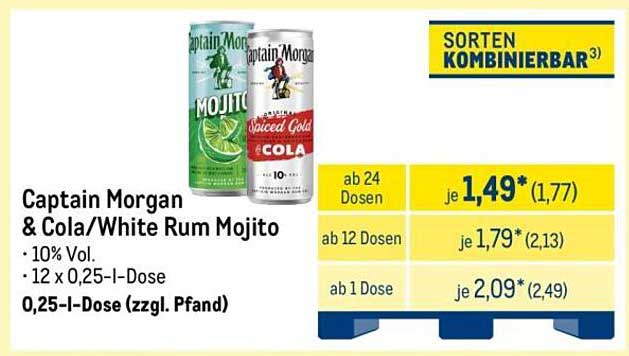 Captain Morgan Mojito & Cola - 0,25-l-Dose
