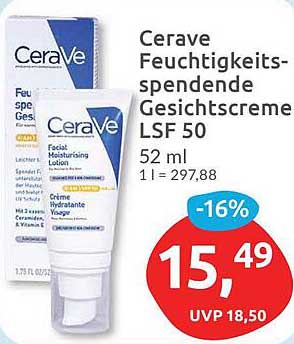 Cerave Feuchtigkeitsspendende Gesichtscreme LSF 50 52 ml