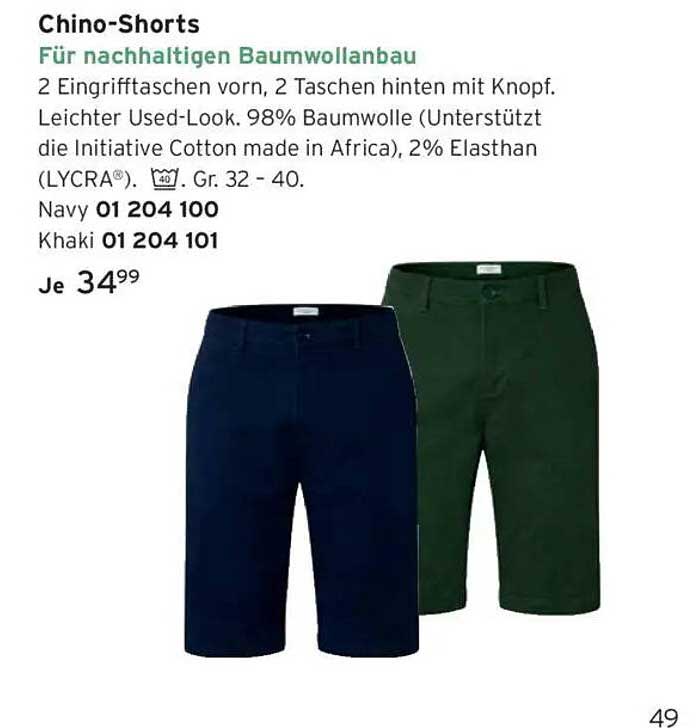 Chino-Shorts für nachhaltigen Baumwollanbau