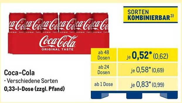 Coca-Cola 0,33 l Dosen – Verschiedene Sorten