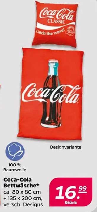Coca-Cola Bettwäsche* ca. 80 x 80 cm + 135 x 200 cm, versch. Designs