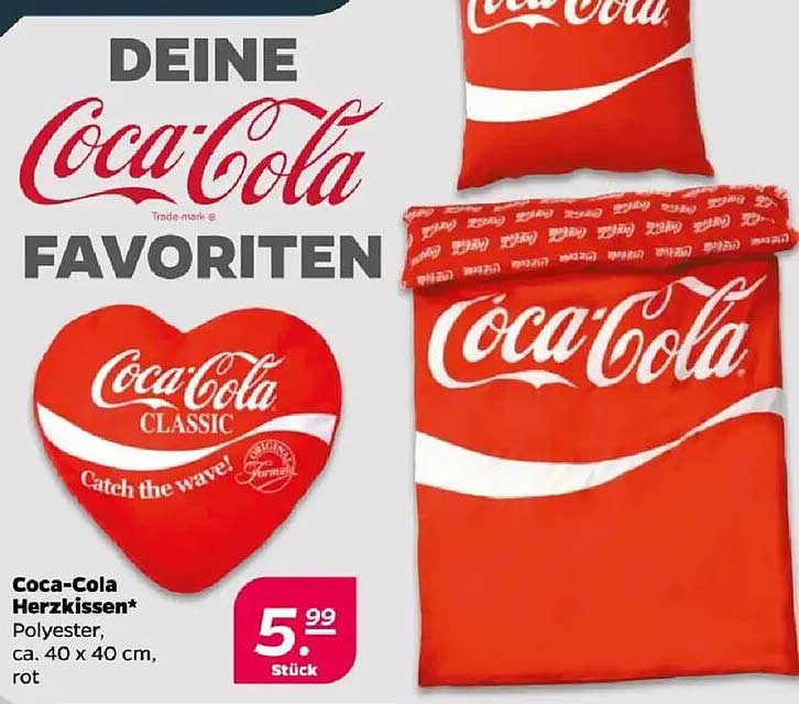 Coca-Cola Herz-kissen* Polyester, ca. 40 x 40 cm, rot
