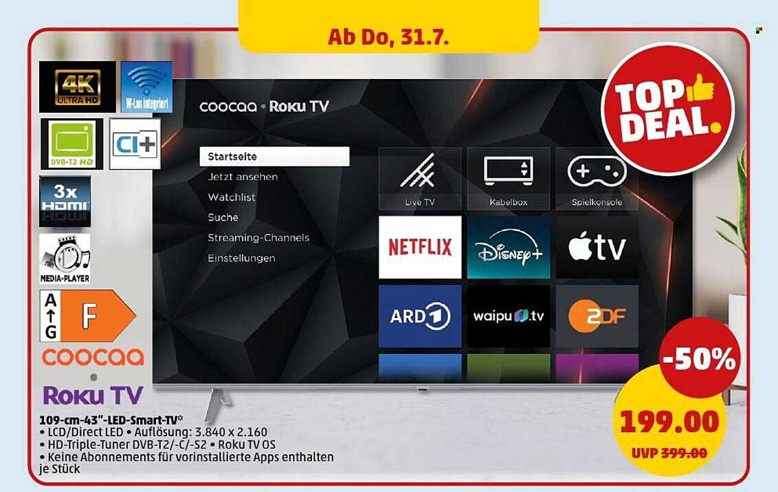 coocaa Roku TV 43" LED-Smart-TV