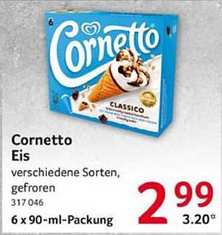 Cornetto Eis verschiedene Sorten, gefroren 6 x 90-ml-Packung
