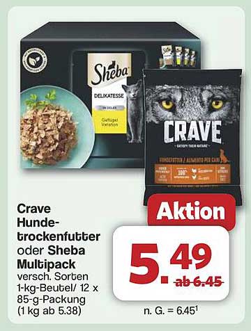 Crave Hundefutter oder Sheba Multipack - Aktion!