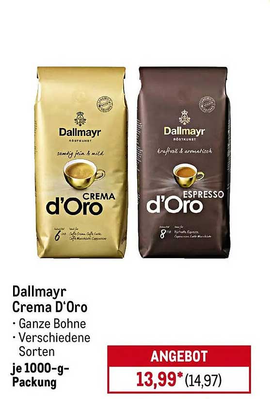 Dallmayr Crema D'Oro – Ganze Bohne, verschiedene Sorten