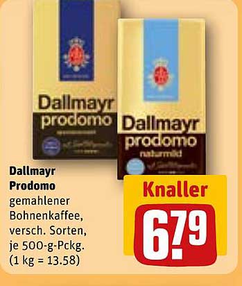 Dallmayr Prodomo gemahlener Bohnenkaffee, 500-g-Packung