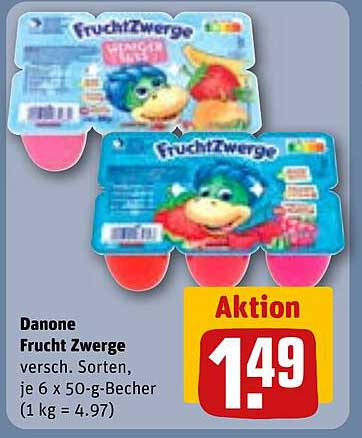 Danone Frucht Zwerge, verschiedene Sorten, je 6 x 50-g-Becher