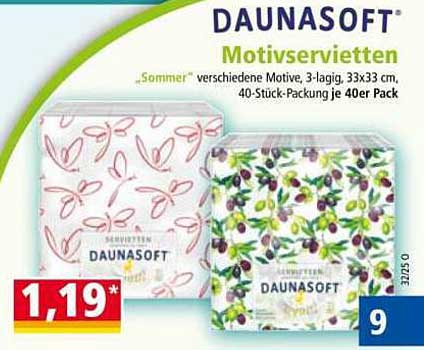 DAUNASOFT Motivservietten – Sommer Motive, 40 Stück
