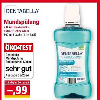 DENTABELLA Mundspülung 600 ml – antibakteriell für extra frischen Atem