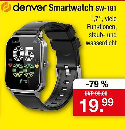 Denver Smartwatch SW-181 – 1,7'' mit vielen Funktionen, staub- und wasserdicht
