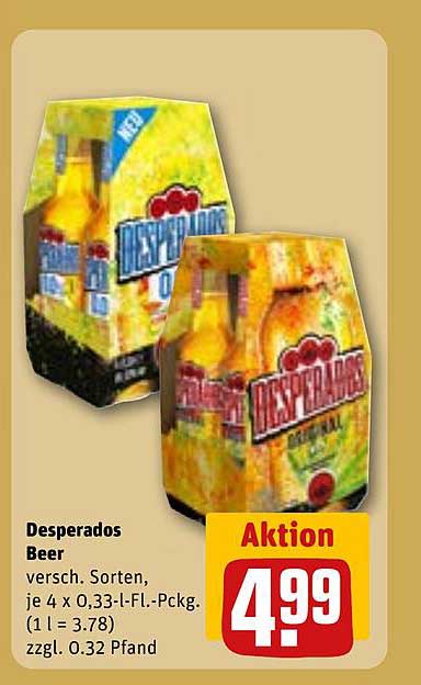 Desperados Beer - verschiedene Sorten, je 4 x 0,33-L-Fl.-Pckg.