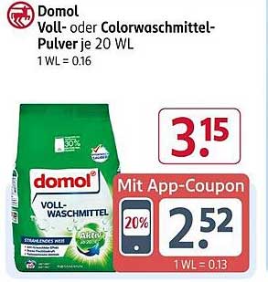 Domol Voll- oder Colorwaschmittel-Pulver je 20 WL