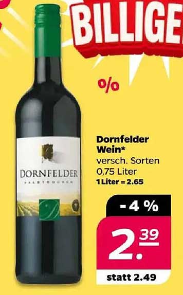 Dornfelder Wein 0,75 Liter - jetzt zum Sonderpreis!
