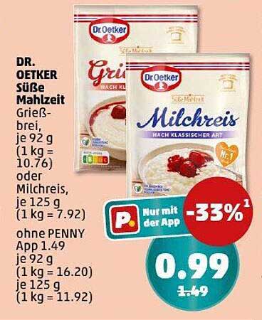 Dr. Oetker Süße Mahlzeit - Grießbrei oder Milchreis
