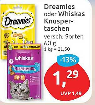 Dreamies oder Whiskas Knuspertaschen 60 g