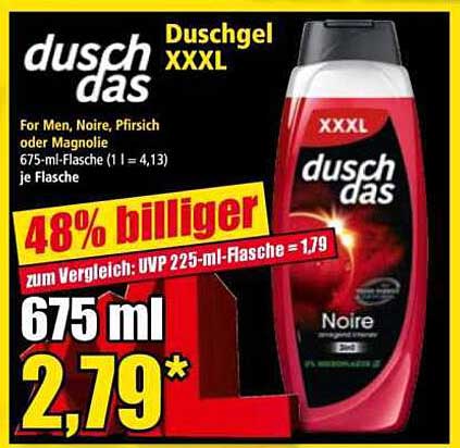 Duschdas XXXL Duschgel 675 ml (Noire, Pfirsich oder Magnolie)