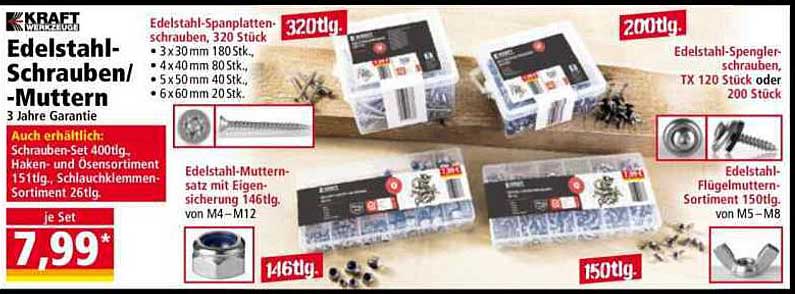 Edelstahl-Schrauben- und Muttern-Set - je Set 7,99 €