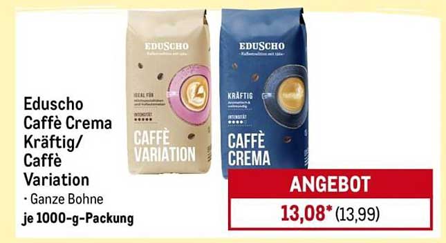 Eduscho Caffè Crema Kräftig/ Caffè Variation - Ganze Bohne je 1000-g-Packung