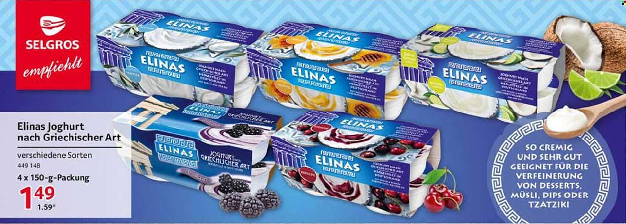 Elinas Joghurt nach Griechischer Art, 4 x 150-g-Packung
