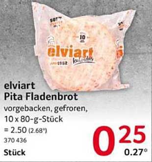 elviart Pita Fladenbrot, vorgebacken, gefroren, 10 x 80-g-Stück
