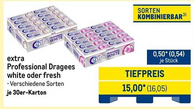extra Professional Dragees white oder fresh, 30er-Karton