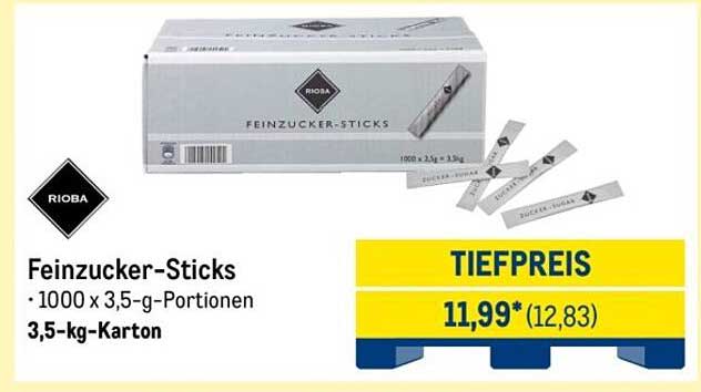 Feinzucker-Sticks - 1000 x 3,5 g Portionen von RIOBA