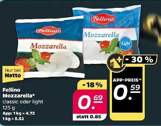 Fellino Mozzarella* classic oder light 125 g