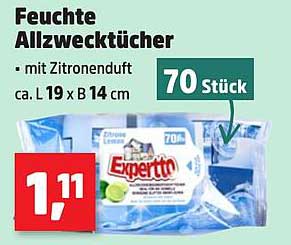 Feuchte Allzwecktücher mit Zitronenduft - 70 Stück