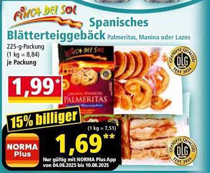 Finca del Sol Spanisches Blätterteiggebäck Palmeritas, Manina oder Lazos 225-g-Packung