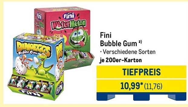 Fini Bubble Gum – Verschiedene Sorten je 200er-Karton