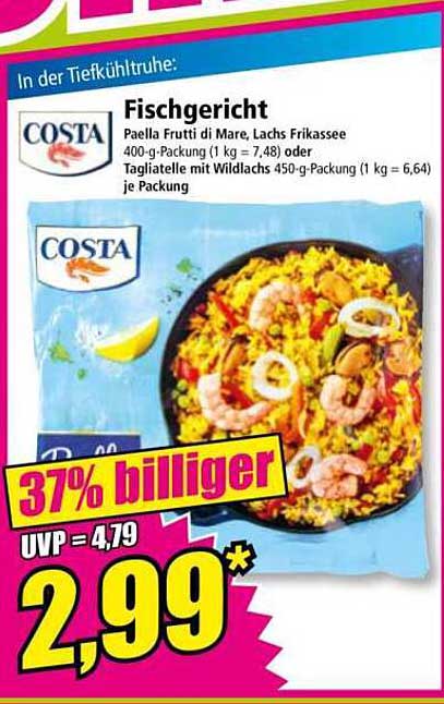 Fischgericht Costa - Paella Frutti di Mare & Lachs Frikassee