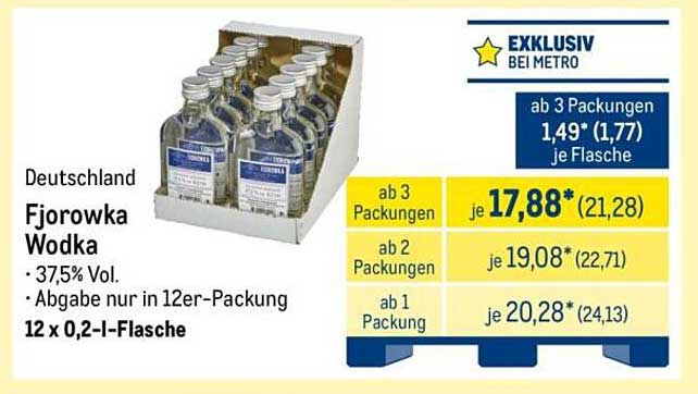Fjorowka Wodka - 12 x 0,2-l-Flaschen