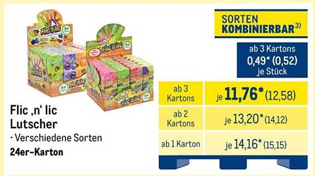 Flic n' lic Lutscher - Verschiedene Sorten, 24er-Karton