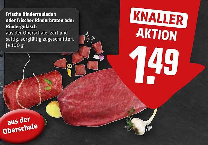 Frische Rinderrouladen, Rinderbraten oder Rindergulasch aus der Oberschale