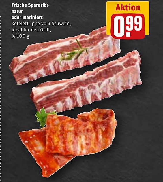Frische Spareribs natur oder mariniert