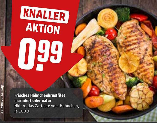 Frisches Hähnchenbrustfilet mariniert oder natur, je 100 g