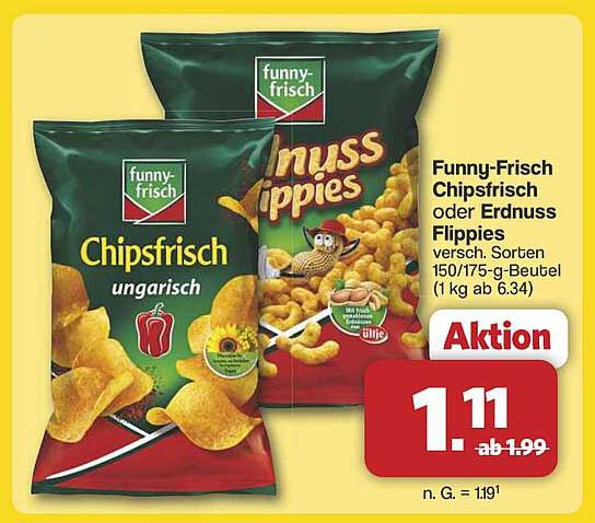 Funny-Frisch Chipsfrisch oder Erdnuss Flippies 150/175-g-Beutel