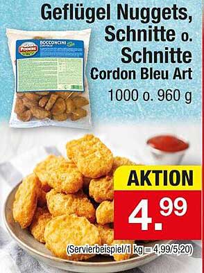 Geflügel Nuggets, Schnitte o. Schnitte Cordon Bleu Art 1000 g