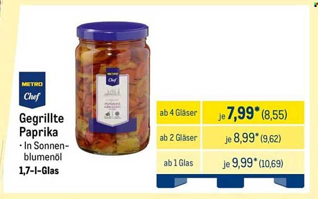 Gegrillte Paprika in Sonnenblumenöl, 1,7 l - METRO Chef