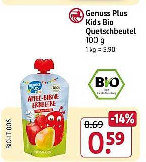 Genuss Plus Kids Bio Quetschbeutel Apfel-Birne-Erdbeere