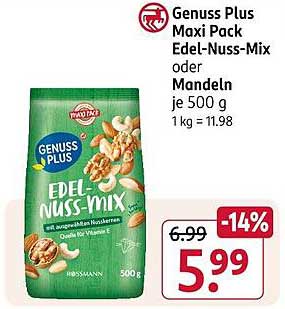 Genuss Plus Maxi Pack Edel-Nuss-Mix oder Mandeln je 500 g