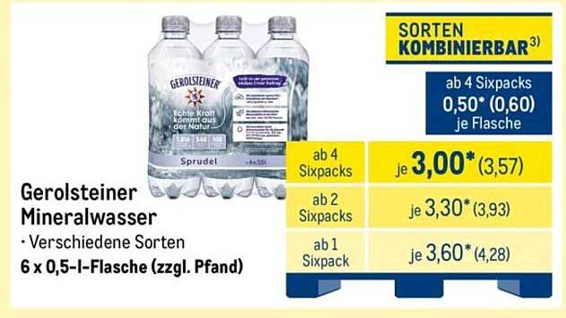 Gerolsteiner Mineralwasser 6 x 0,5 l-Flasche (zzgl. Pfand)