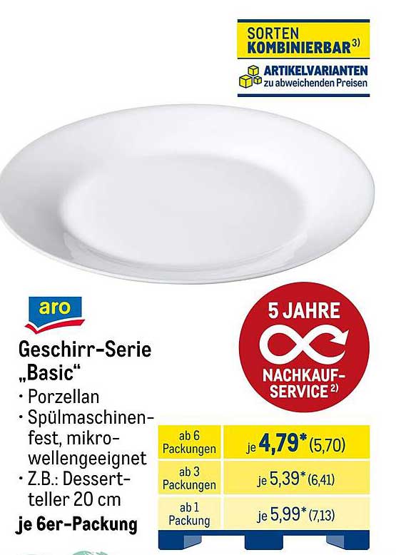 Geschirr-Serie „Basic“ von ARO - Spülmaschinenfest & Mikrowellengeeignet
