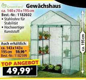 Gewächshaus ca. 140 x 70 x 195 cm